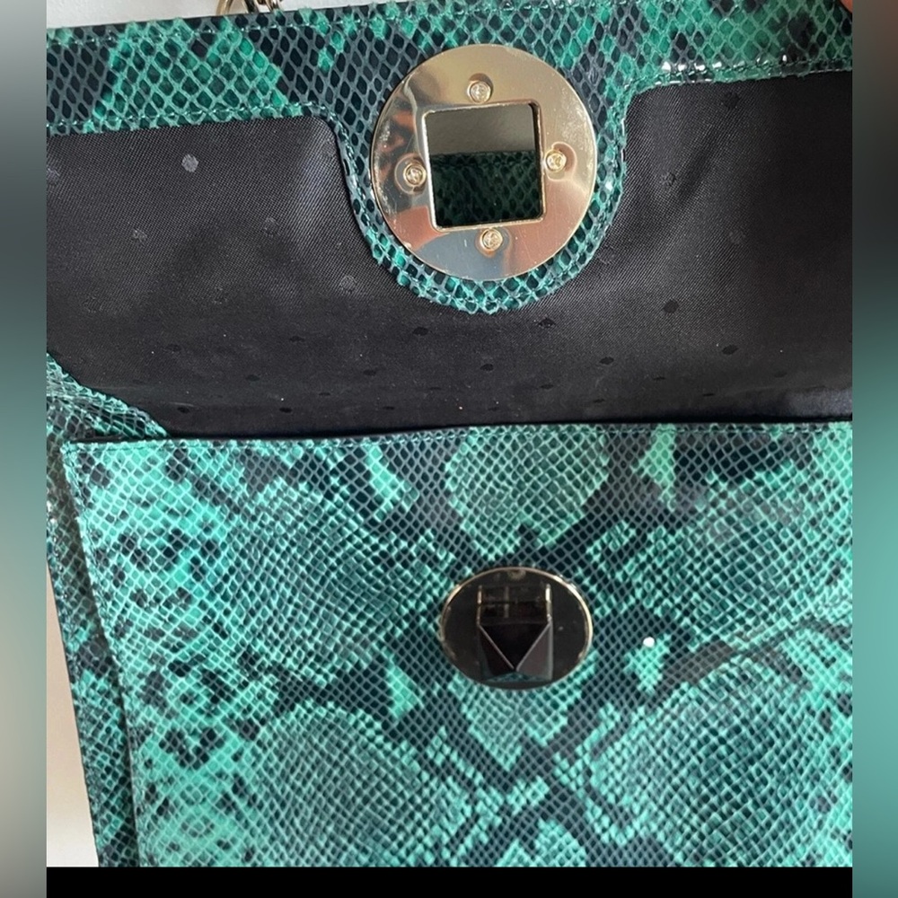 Kate Spade Denee South Kensington Teal Snakeskin Tote EUC - Picture 5 of 11